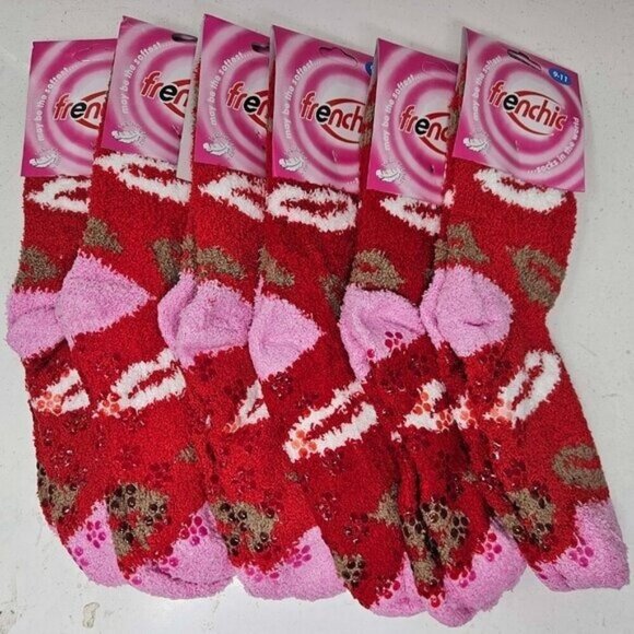 Women Fuzzy Slipper Socks Soft Cozy Non-Slip House Grips Sox, Size 9-11 6-Pair - Picture 5 of 6